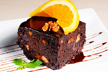 Image showing chocolate and walnuts cake