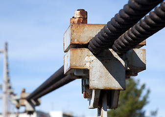 Image showing Detail of a suspension bridge