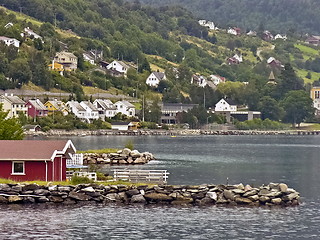 Image showing Nordic town in the mountains