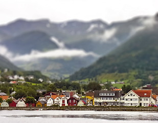 Image showing Nordic town in the mountains