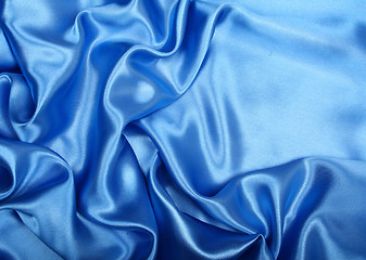 Image showing Smooth elegant blue silk can use as background 