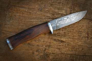 Image showing Hand made damascus knife