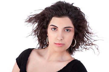 Image showing beautiful woman with hair on wind