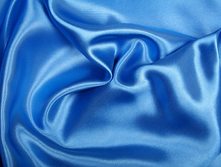 Image showing Smooth elegant blue silk can use as background 