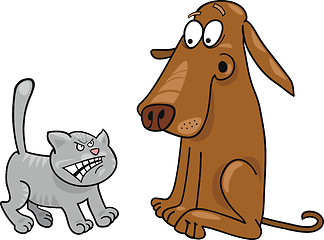 Image showing Kitten and dog