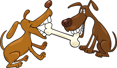 Image showing dogs playing with bone