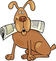 Image showing Dog with newspaper