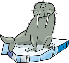 Image showing cartoon Walrus on floating ice
