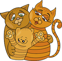 Image showing happy cats family