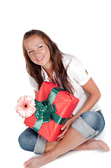 Image showing Beautiful woman with gift