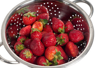 Image showing Strawberries in strainer