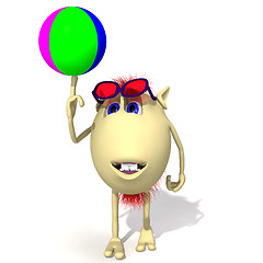 Image showing Puppet playing colored ball on white background