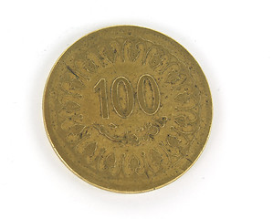 Image showing 100 millieme Tunisian coin