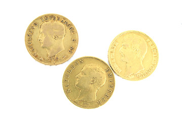 Image showing Three gold coins with Napoleon