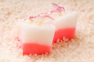 Image showing Japanese dessert, Mochi with rose