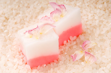 Image showing Japanese dessert, Mochi with rose