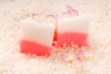 Image showing Japanese dessert, Mochi with rose