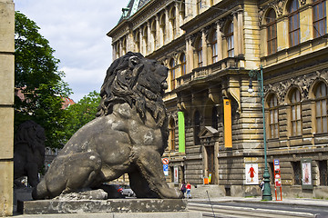 Image showing historic building stone lion