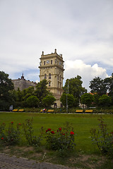 Image showing water tower in a city park.