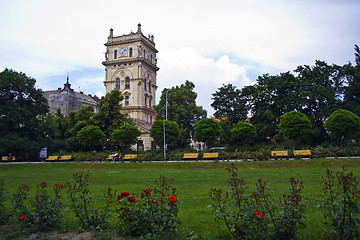 Image showing water tower in a city park.