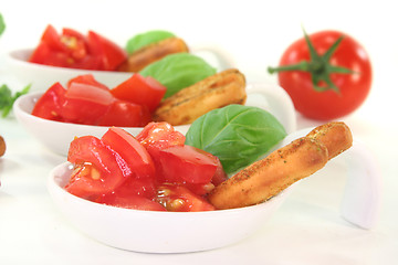 Image showing Grissini with Tomato and Basil
