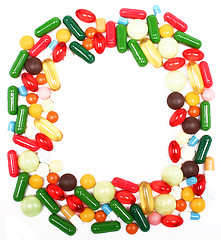 Image showing Various multicolor pills and capsules 