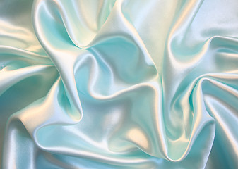 Image showing Smooth elegant blue silk as background