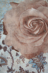 Image showing Pattern with rose on a fabric as background