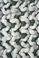 Image showing Green and white knitted wool background