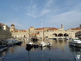 Image showing Dubrovnik harbor at dawn