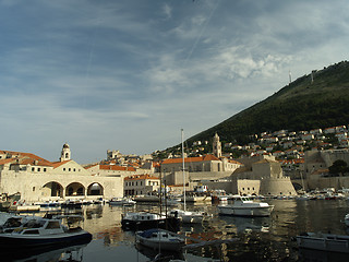 Image showing Dubrovnik harbor at dawn