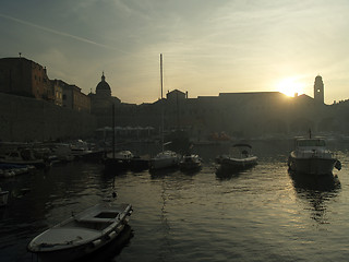 Image showing Dubrovnik harbor at dusk