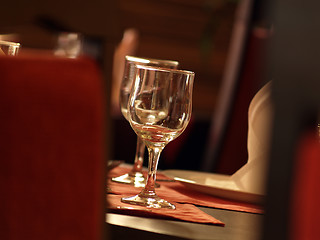 Image showing Glasses on table in restaurant