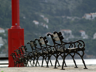 Image showing Row of benches