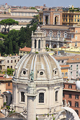 Image showing Traian column and Santa Maria di Loreto in Rome, Italy