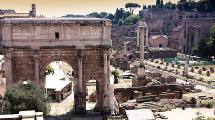 Image showing Landscape view of roman forum in Rome, Italy