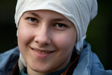 Image showing A girl in a headscarf