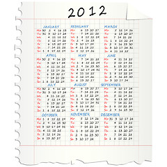 Image showing 2012 Calendar on paper