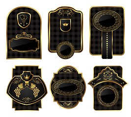 Image showing set black-gold decorative frames