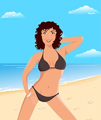 Image showing pretty suntanned girl on beach