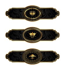 Image showing set black-gold decorative frames