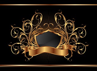 Image showing golden ornate frame for design