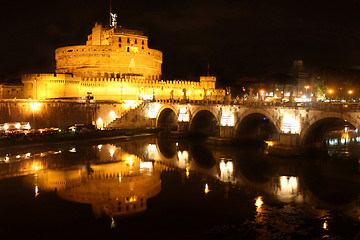 Image showing Castel Sant' Angelo night in Rome, Italy 