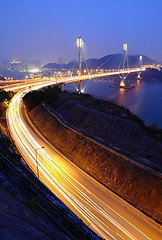 Image showing highway and Ting Kau bridge at night