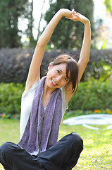 Image showing woman doing stretching exercise