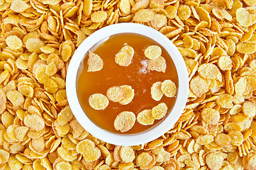 Image showing Cornflakes with honey