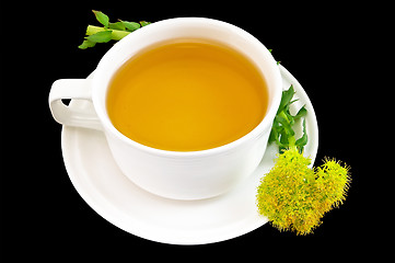Image showing Herbal tea with flower golden root