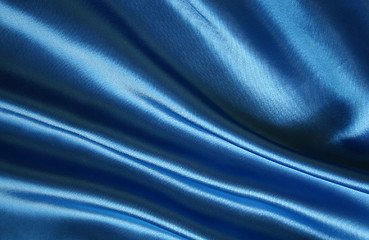 Image showing Smooth elegant blue silk as background 