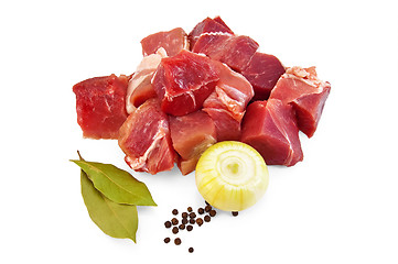 Image showing Pork with onion and bay leaf