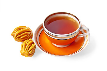 Image showing Tea in an orange cup